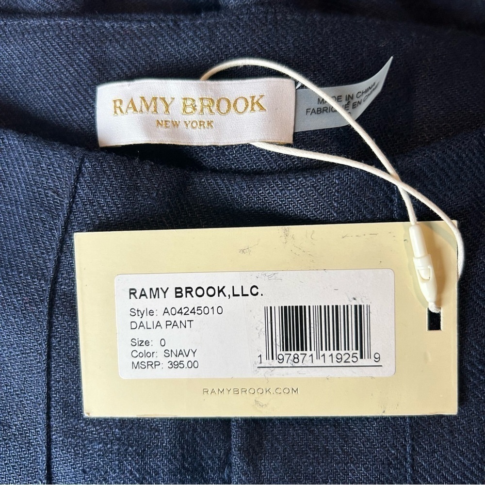Ramy Brook Dalia Pleated Wide Leg Pants in Spring Navy Size 0 - Picture 10 of 11